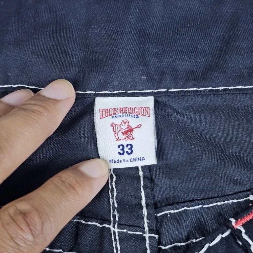 True Religion Boardshorts Mens 33 Black Flap Pockets Swim Surf Trunks 10